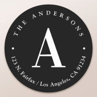 Stylish Black & White Monogram Return Address