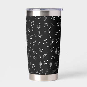 Stylish Black & White Musical Notes Insulated Tumbler