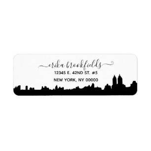 Stylish Black White New York  Return Address Return Address Label