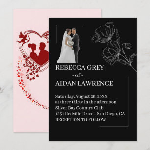 Stylish Black White Overlay Photo 2026  Invitation