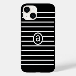 Stylish Black White pattern Monochromatic Name Case-Mate iPhone 14 Case