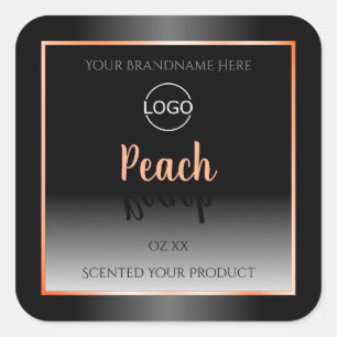 Stylish Black White Product Label Peach Frame Logo