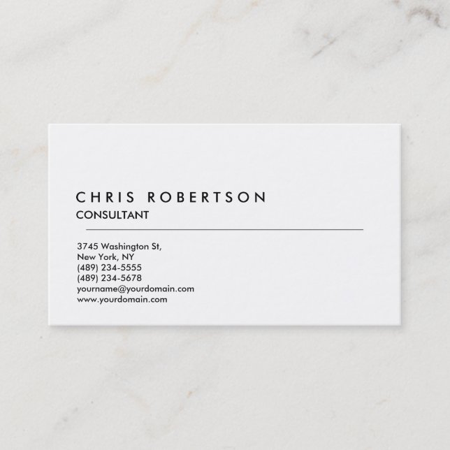 Stylish Black White Professional Business Card (Front)