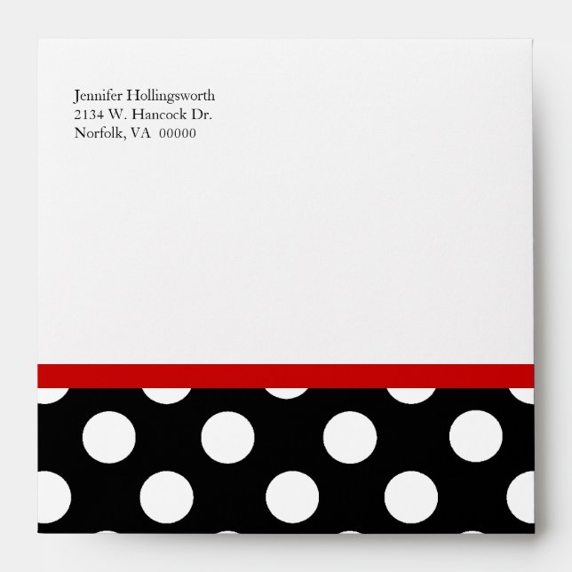 Stylish Black, White, & Red Occasion Envelope (Front)