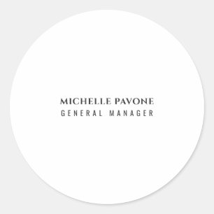 Stylish Black & White Simple Plain Professional Classic Round Sticker