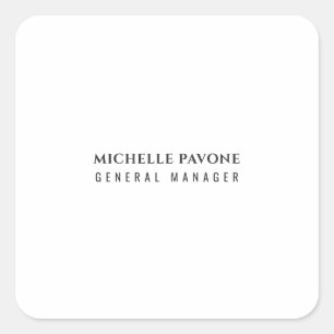 Stylish Black & White Simple Plain Professional Square Sticker