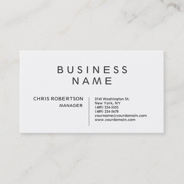 Stylish Black & White Standard Business Card (Front)