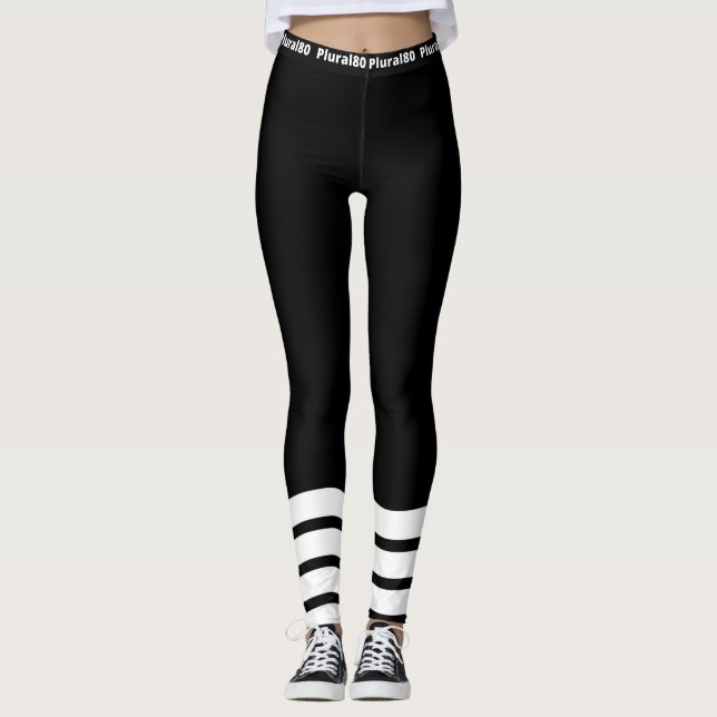 Stylish black white workout  leggings (Front)