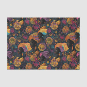 Stylish Black Woman African Pattern in Luxe Colour Tissue Paper