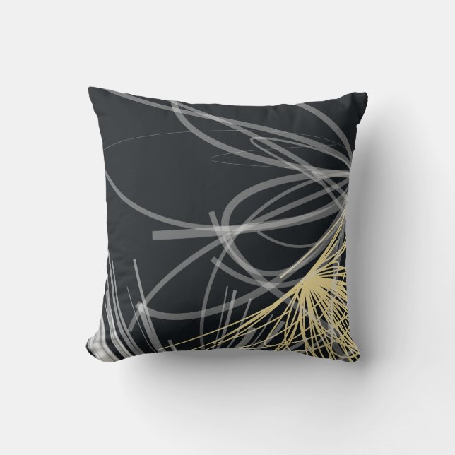 Stylish Black Yellow Abstract Design Cushion (Front)