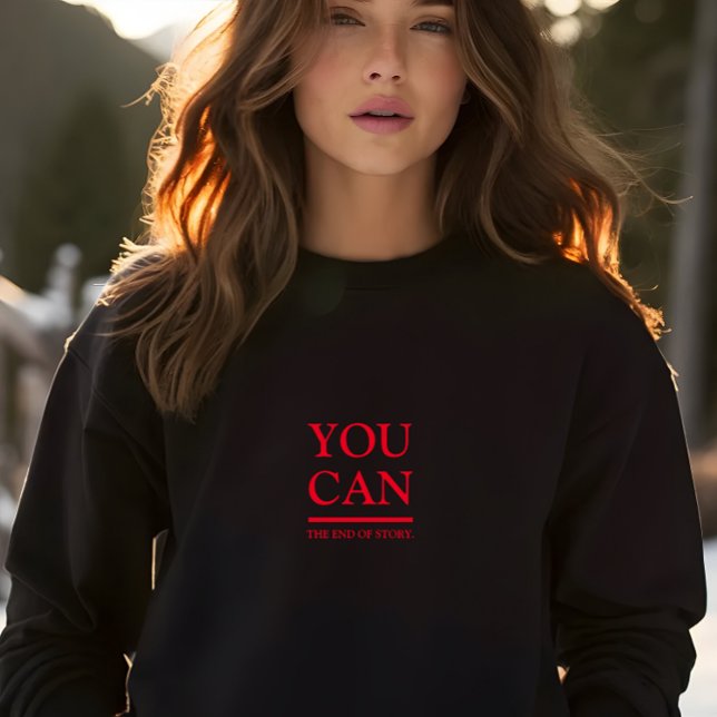Stylish Black You Can Red Letters Print Women Sweatshirt (Stylish Black You Can Red Letters Print Women Sweatshirt)