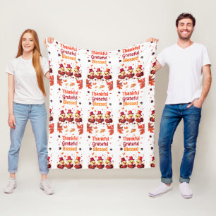 Stylish Blessed, Grateful Thankful Thanksgiving Fleece Blanket