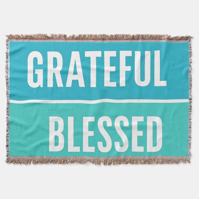 Stylish Blessed, Grateful Thankful Thanksgiving Throw Blanket (Front)