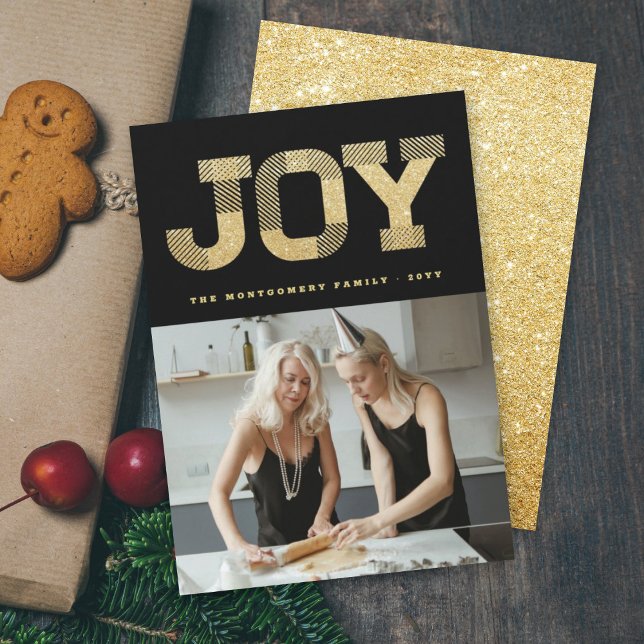 Stylish Block Font Gold Glitter Joy Modern Holiday (Creator Uploaded)