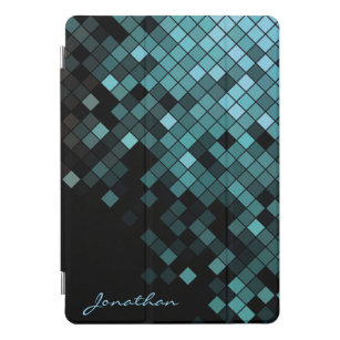 Stylish Blue and Black Mosaic Modern Design iPad Pro Cover