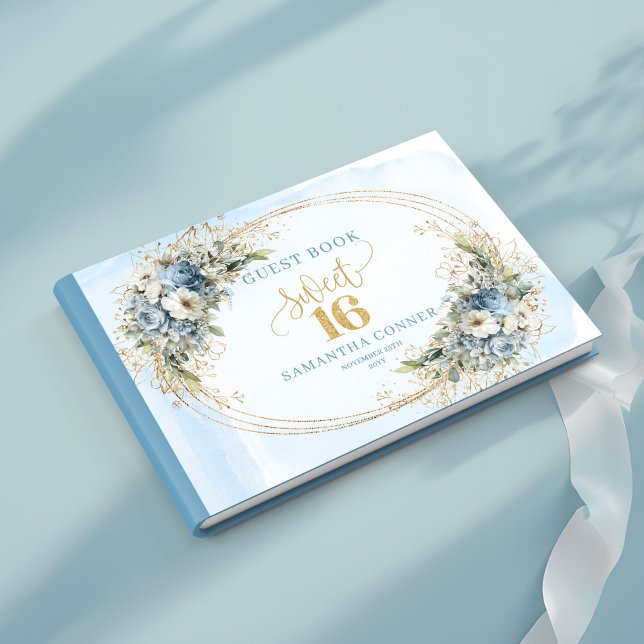 Stylish Blue and Gold Greenery Sweet Sixteen Guest Guest Book (Stylish Blue and Gold Greenery Sweet Sixteen Guest Book

)