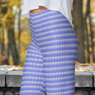 Stylish Blue and Pale Purple Check Pattern Leggings
