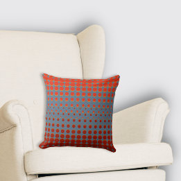 Stylish Blue and Red Halftone Dots Cushion