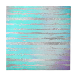 Stylish Blue and Silver Ceramic Tile