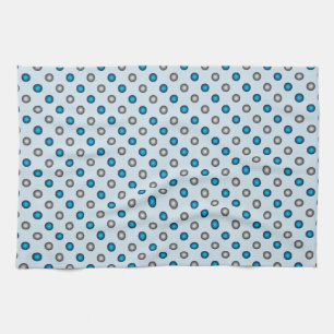 Stylish Blue and Silver Polka Dot Pattern Tea Towel