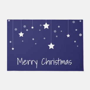 Stylish Blue and White Christmas Holiday Doormat