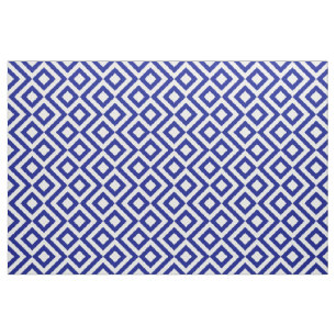 Stylish Blue and White Meander Geometric Pattern Fabric