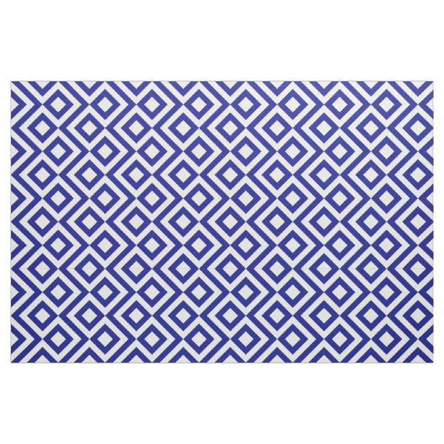 Stylish Blue and White Meander Geometric Pattern Fabric (Fat Quarter)