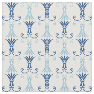 Stylish Blue Art deco Floral Pattern Fabric