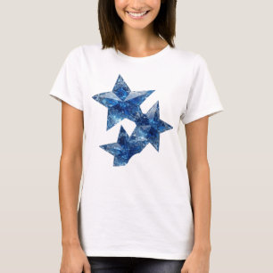 Stylish Blue BLUE STARS Statement Design T-Shirt
