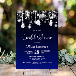 Stylish Blue Bridal Shower Invitation