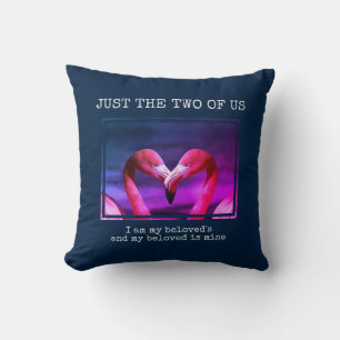 Stylish Blue Christian Flamingo Couples Cushion