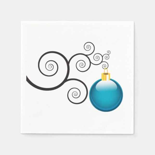 Stylish Blue Christmas Ornament Napkin (Front)