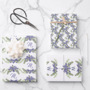 Stylish Blue Columbine Floral Watercolor Wrapping Wrapping Paper Sheet