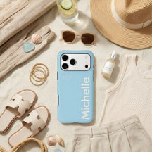 Stylish Blue & Cream Modern Minimal Custom Name