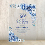 Stylish Blue Floral 60th Birthday Party Acrylic Invitations<br><div class="desc">Invite your friends and loved ones with this acrylic blue floral 60th birthday party invitation. The customisable text area in this invitation template allows you to effortlessly include all the necessary details for your special birthday celebration,  including the date,  time,  venue,  and RSVP information.</div>