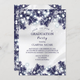 Stylish blue flower light  congratuation party invitation