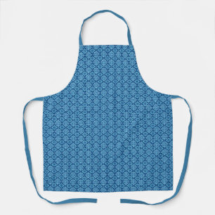 Stylish Blue Geometric Floral Pattern Apron