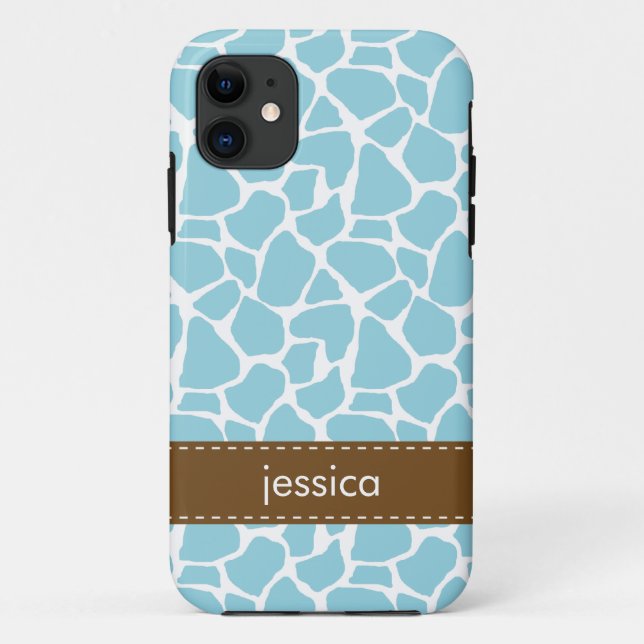 Stylish Blue Giraffe Pattern Case-Mate iPhone Case (Back)