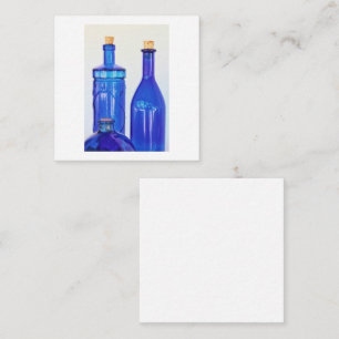 Stylish Blue Glass Cork Bottles Pattern Enclosure Card