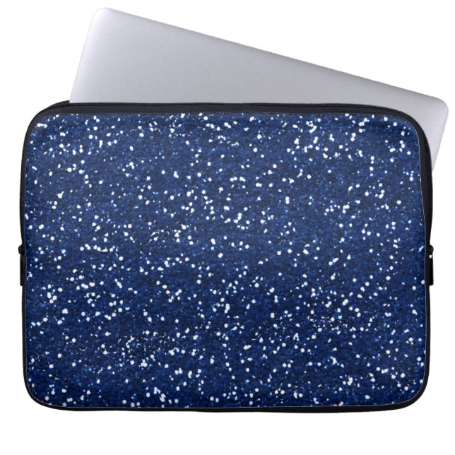 Stylish Blue Glitter Laptop Sleeve (Front)