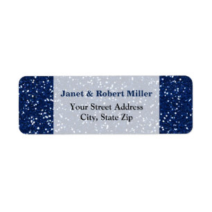 Stylish Blue Glitter Return Address Label