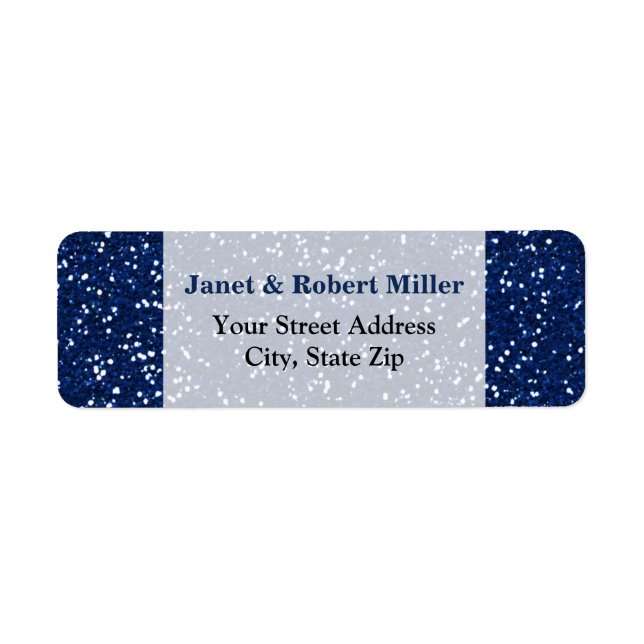 Stylish Blue Glitter Return Address Label (Front)
