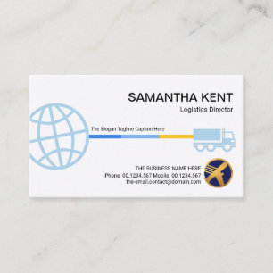 Stylish Blue Globe Logistic Route Transport Business Card