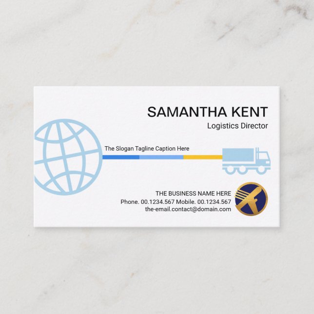 Stylish Blue Globe Logistic Route Transport Business Card (Front)