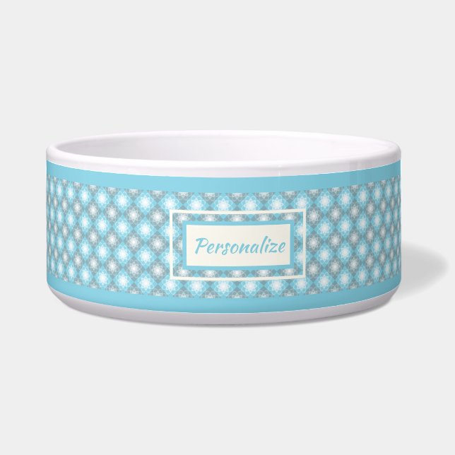 Stylish Blue Grey Diamond Pattern Cat Dog (Front)