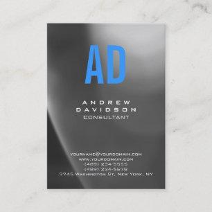 Stylish Blue Grey Pattern Monogram Business Card