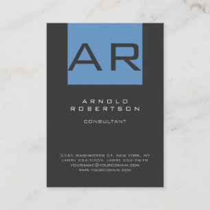 Stylish Blue Grey Trendy Monogram Business Card