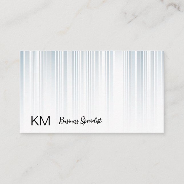 Stylish | Blue Grey Vert Lines Business Card (Front)