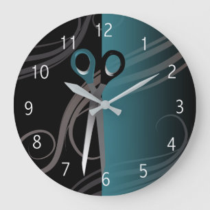 stylish blue hair salon clock