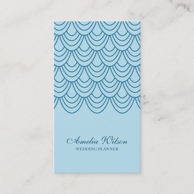 Stylish Blue Line Geometric Social Media Business Card (Front)